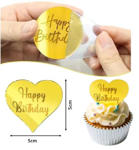 Happy Birthday Heart Acrylic Plaque Gold  Happy Birthday Heart Acrylic Plaque Gold