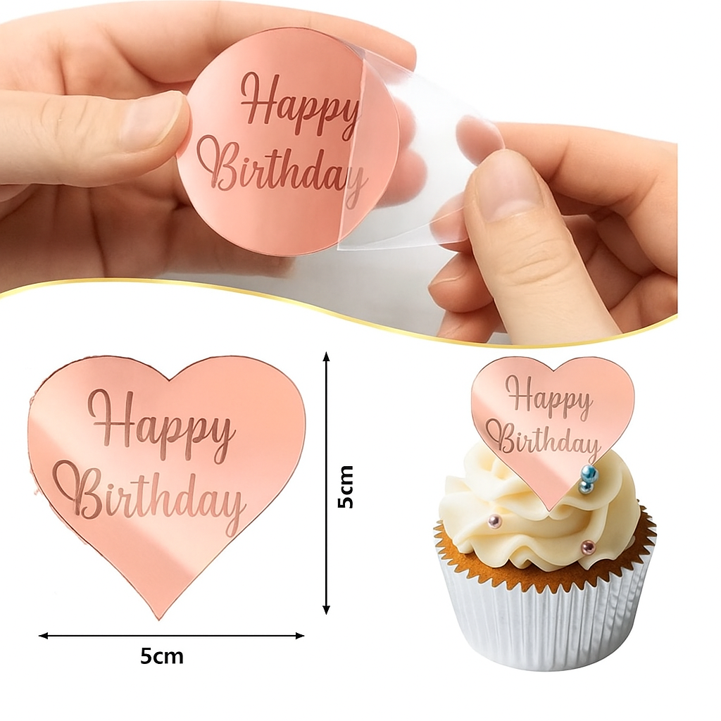 Happy Birthday Heart Acrylic Plaque Rose Gold  Happy Birthday Heart Acrylic Plaque Rose Gold