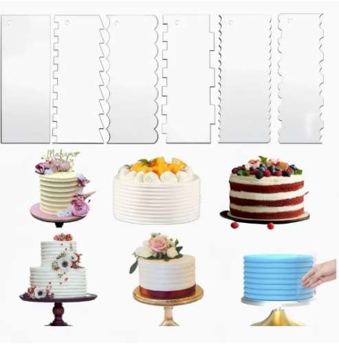 Acrylic Cake Scrapers Set Of 6 - Click Image to Close